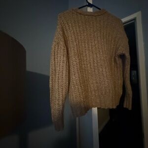 American Eagle Outfitters Camel Crewneck Chunky Knit Sweater